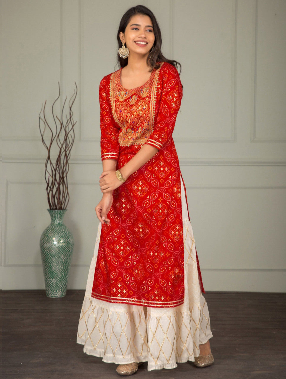 Embroidered Women’s Kurta Sharara Set