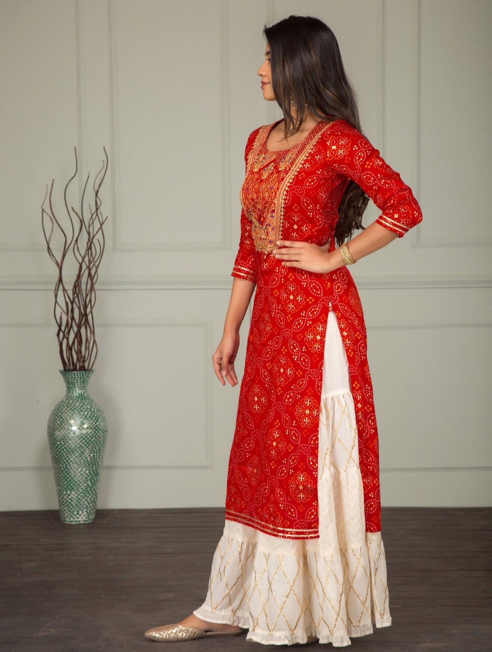 Embroidered Women’s Kurta Sharara Set