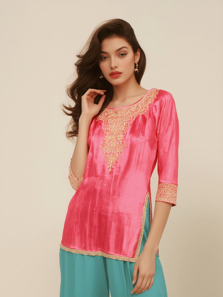 The Sanganeri Pink Kurti